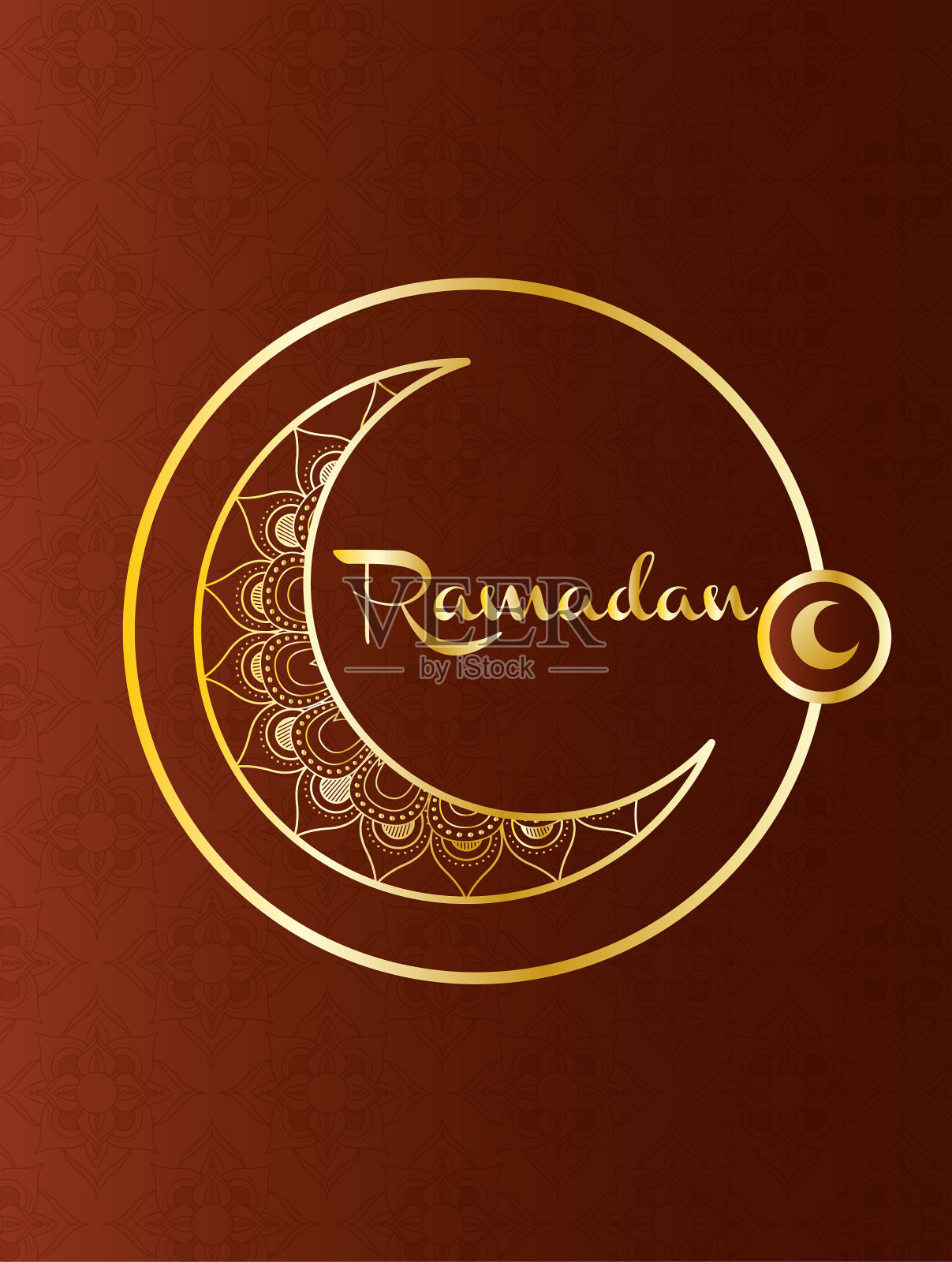 金色月亮斋月卡里姆装饰插画图片素材