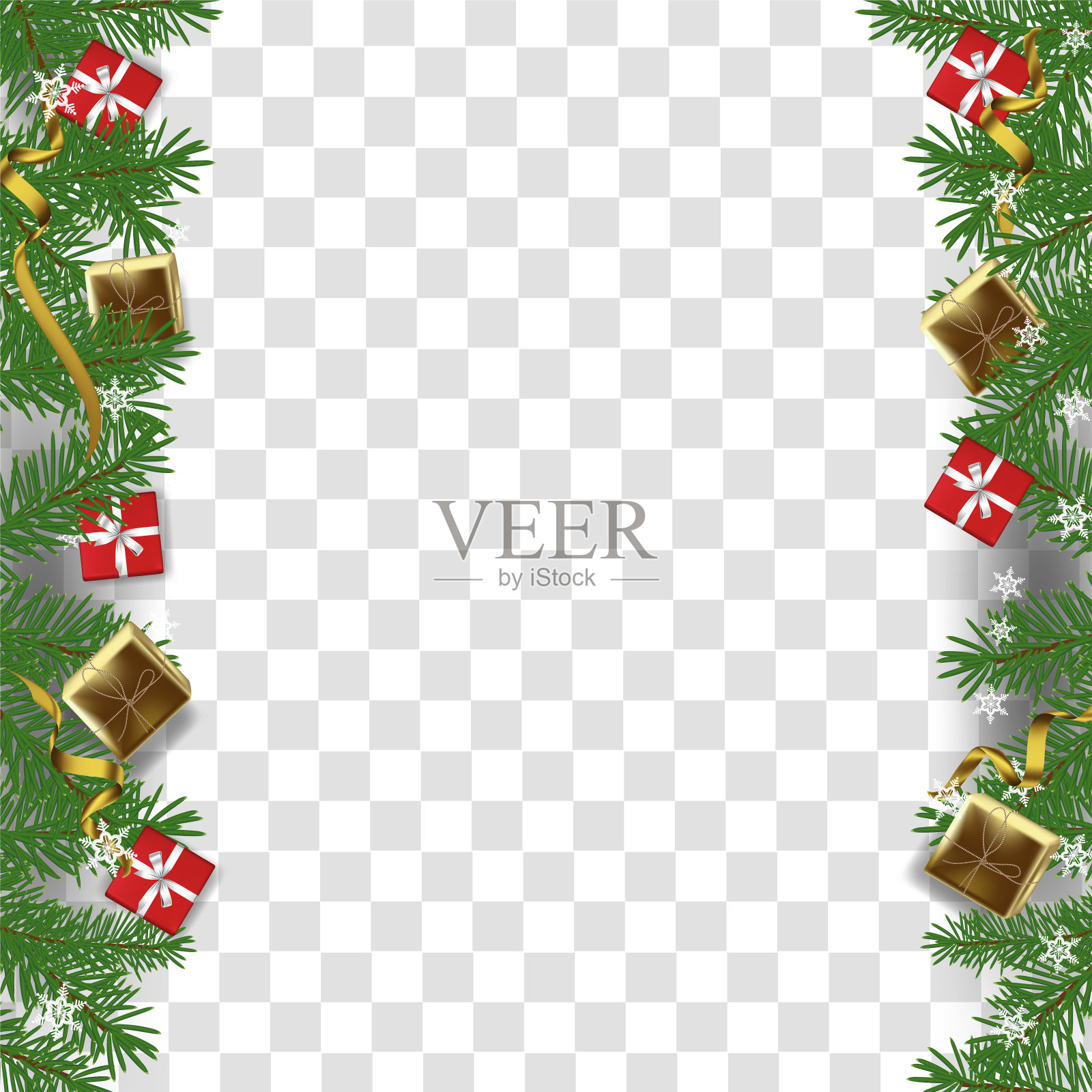 圣诞社交媒体宣传单,促销帖模板。发布社交媒体方形框架插画图片素材