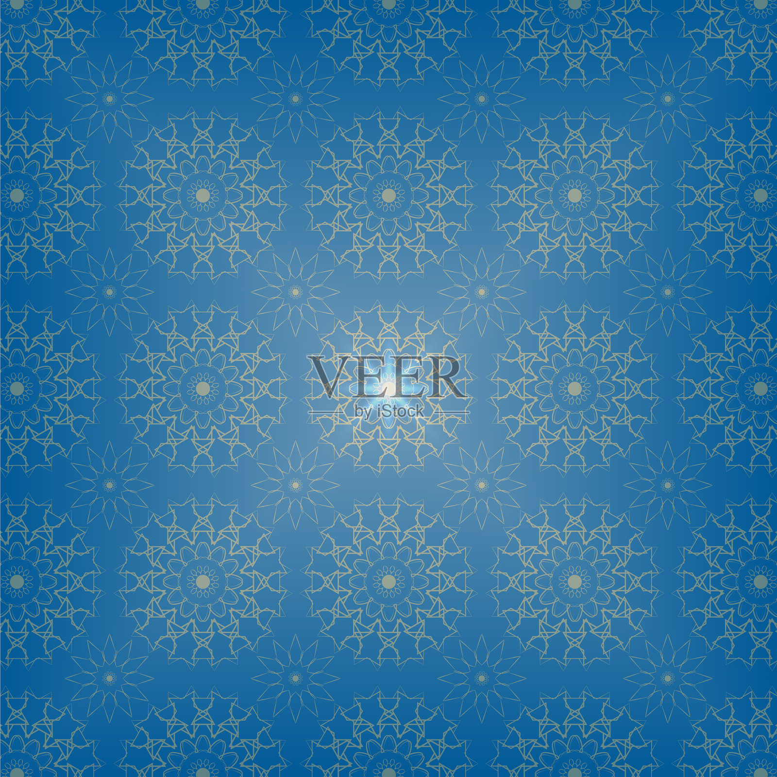 优雅的金蓝色曼荼罗无缝图案设计插画图片素材