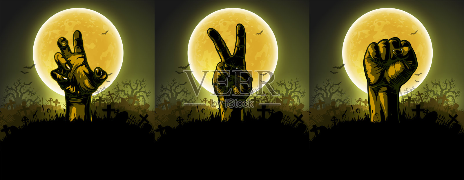 万圣节背景用手。高详细的现实插图。插画图片素材