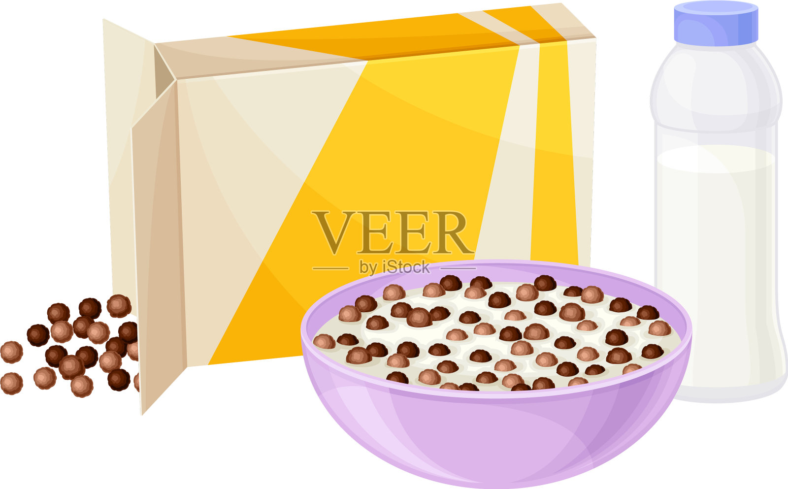 一碗巧克力脆脆麦片或什锦麦片插画图片素材