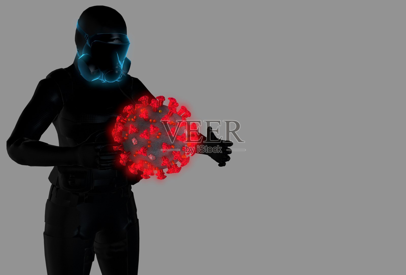 病毒学专家展示新冠病毒三维模型、冠状病毒三维绘图和三维渲染照片摄影图片