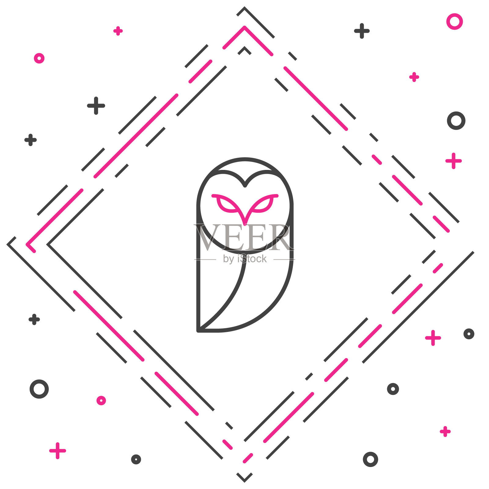 线猫头鹰图标孤立在白色背景。动物的象征。色彩斑斓的轮廓的概念。向量设计元素图片