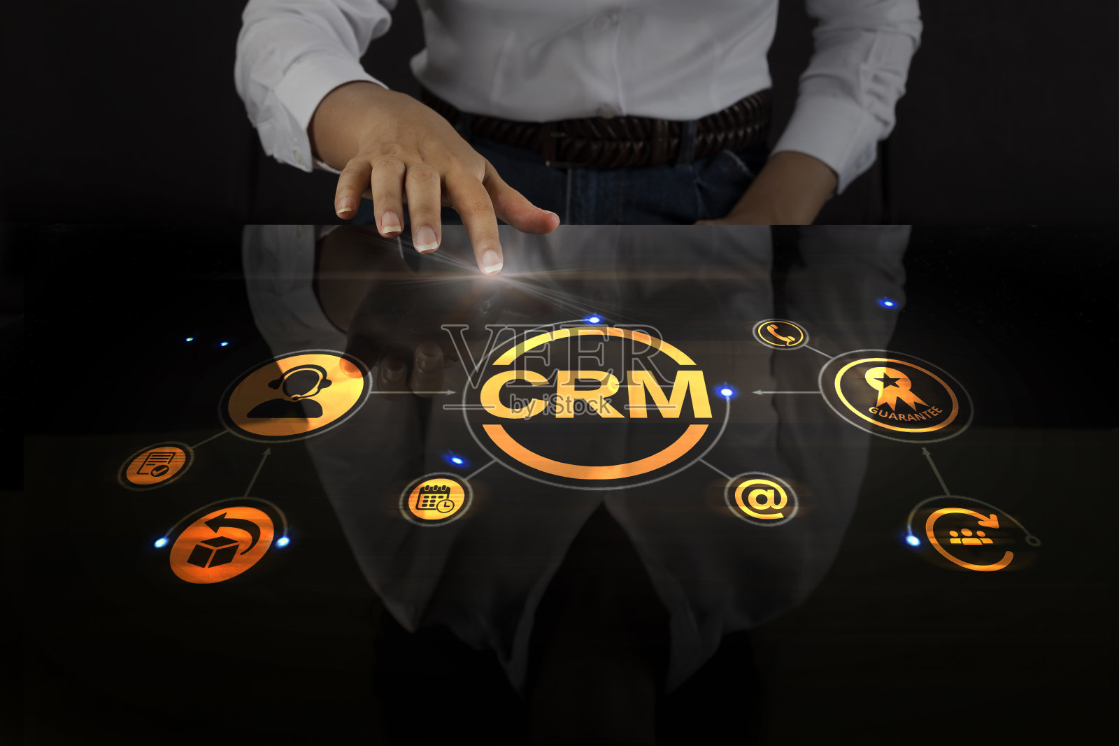 商业女性触屏与关于Crm照片摄影图片