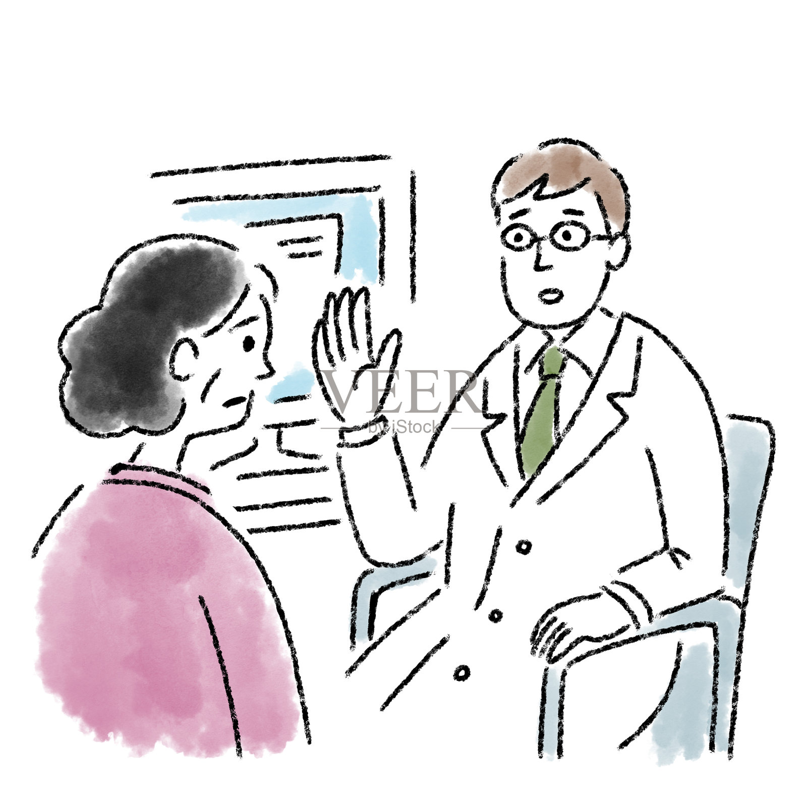 医生男中年妇女检查插画图片素材