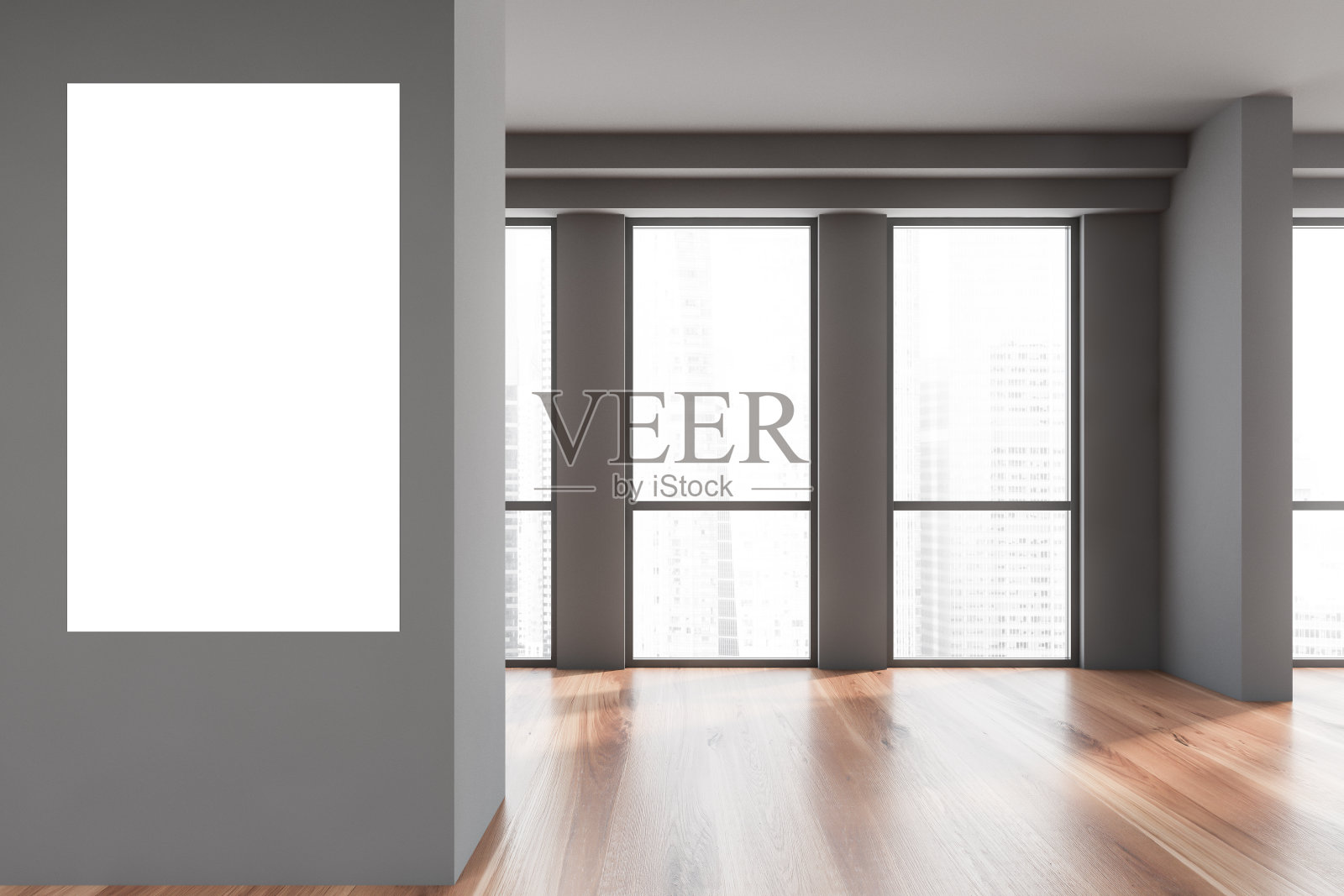 空灰色全景房间内部海报照片摄影图片