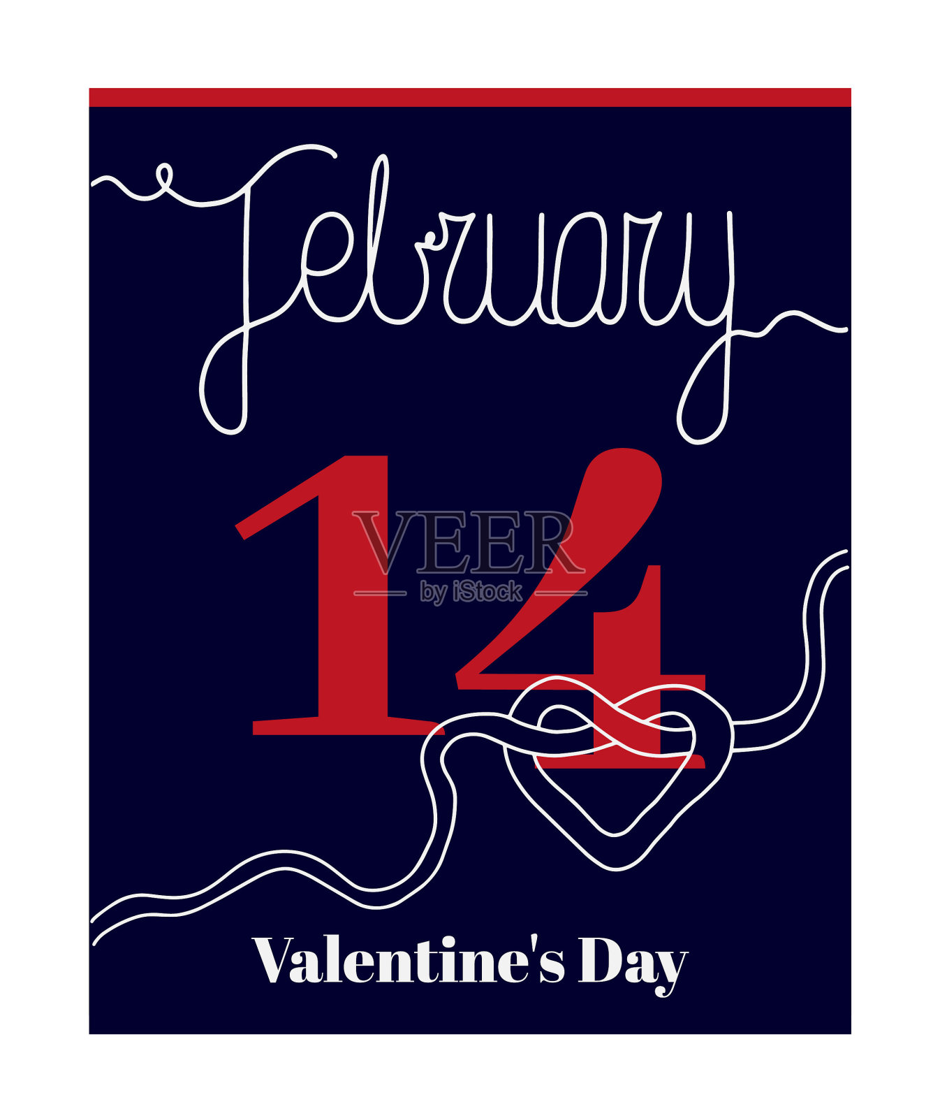 日历页,矢量插图上的主题情人节2月14日。设计模板素材