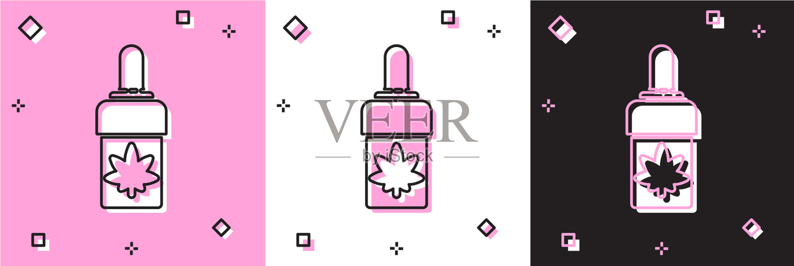 集医用大麻或大麻叶橄榄油插画图片素材