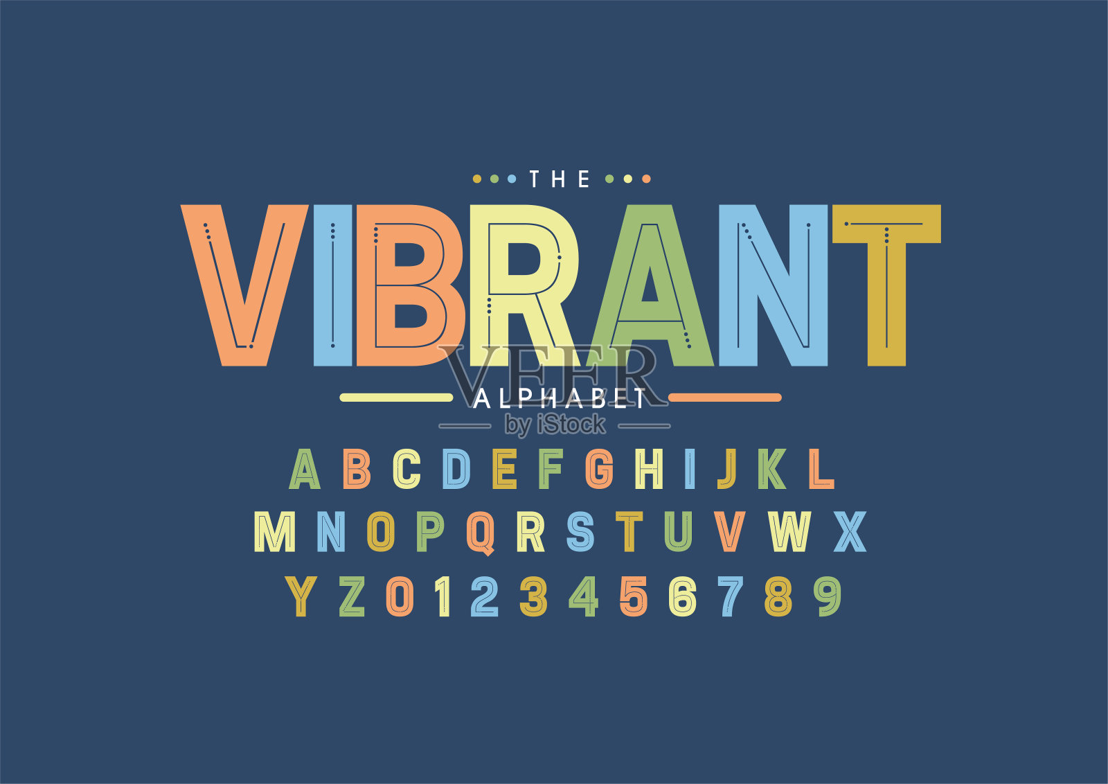 充满活力的字母插画图片素材