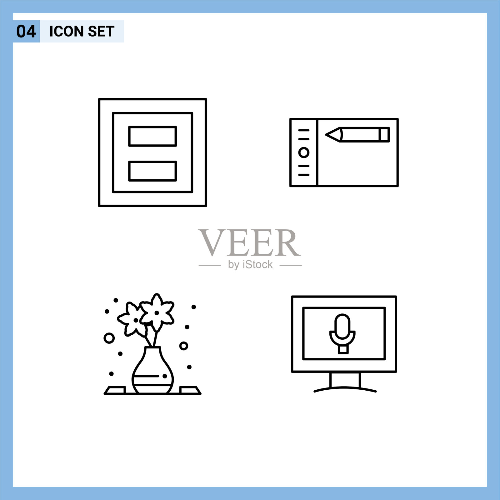 现代集4填充线平色象形文字插画图片素材