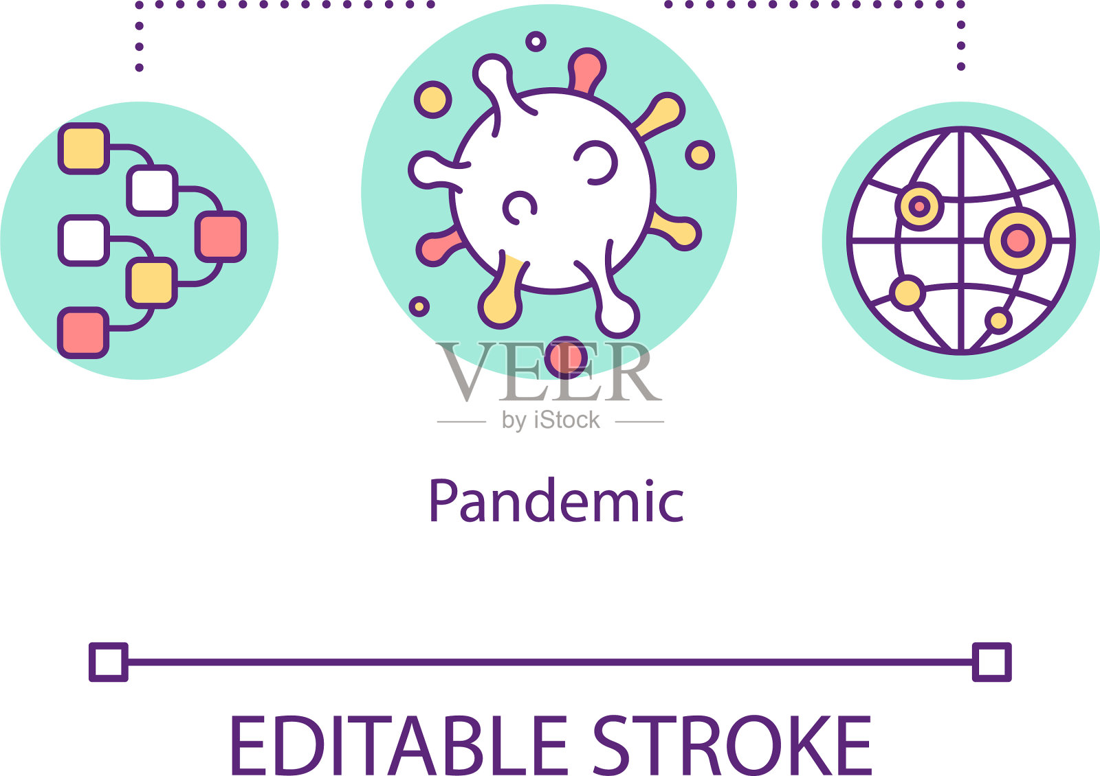 大流行概念图标冠状病毒流行病毒插画图片素材