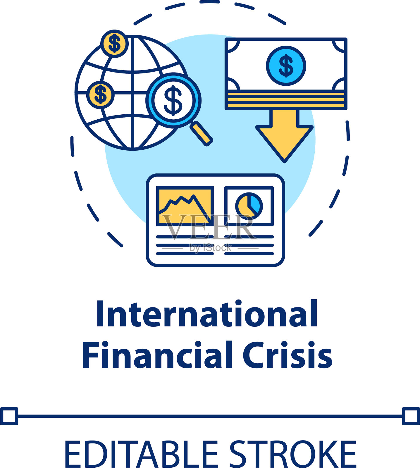 国际金融危机概念图标插画图片素材