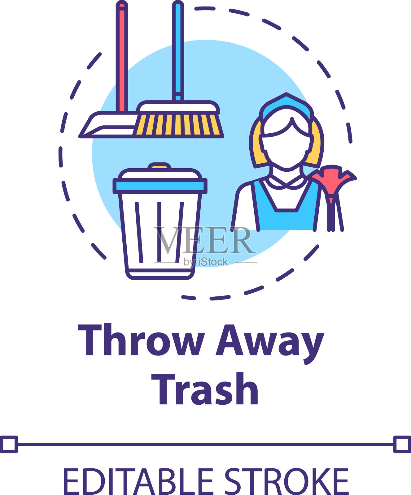 扔掉垃圾概念图标家务和插画图片素材