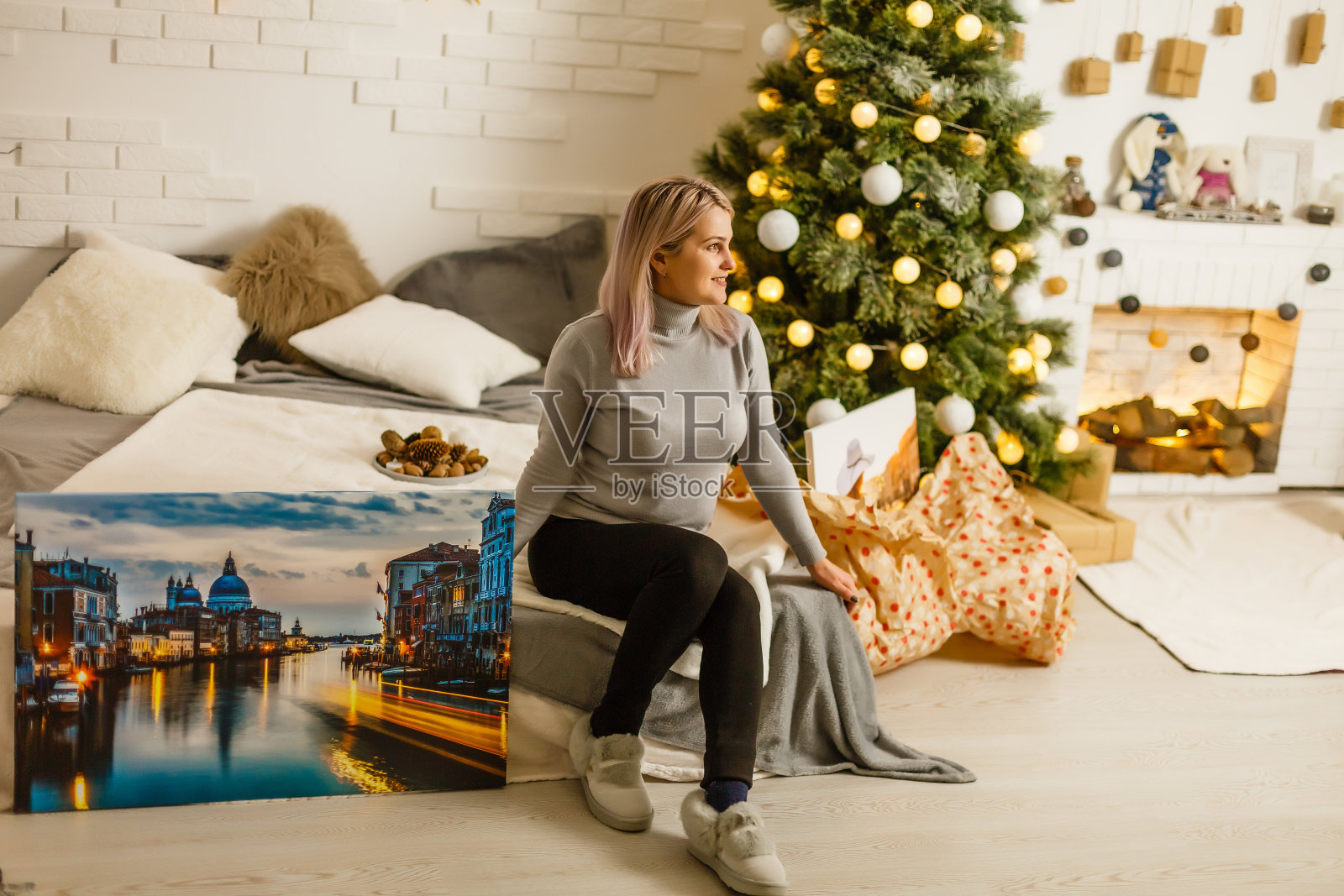 圣诞礼物照片画布照片摄影图片