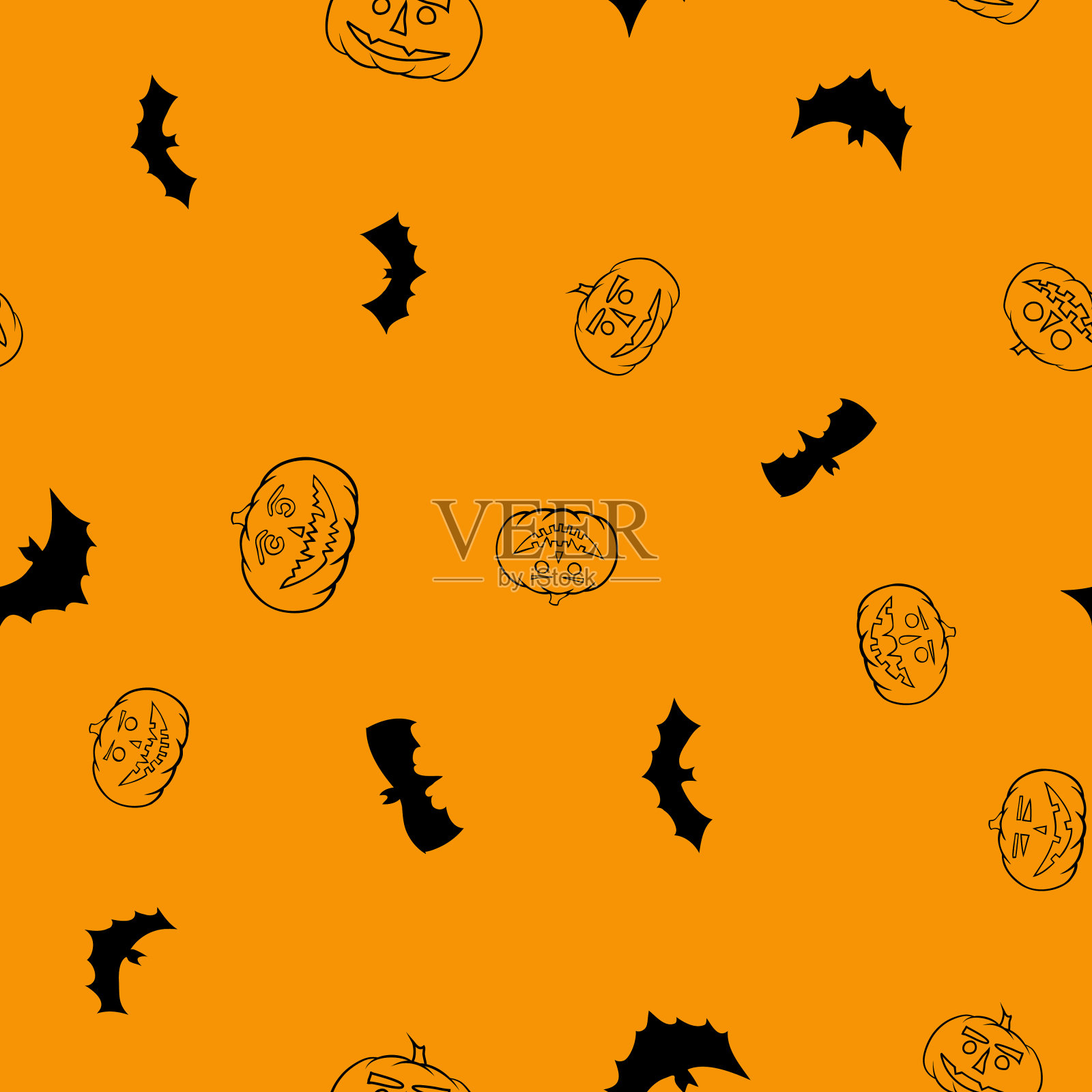矢量万圣节无缝模式插画图片素材