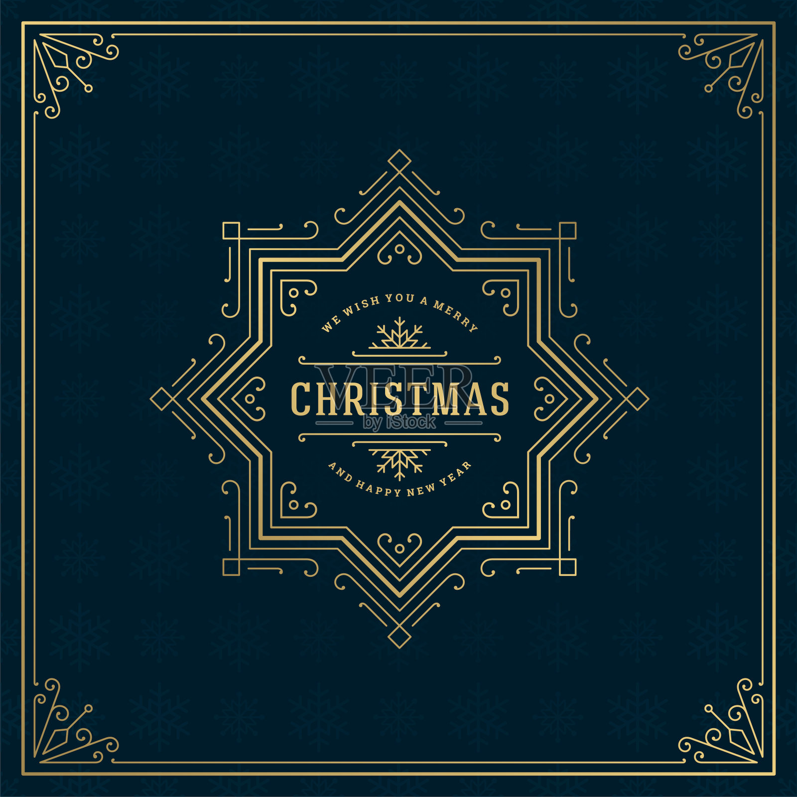 圣诞复古字体报价和雪花图案背景矢量插图插画图片素材