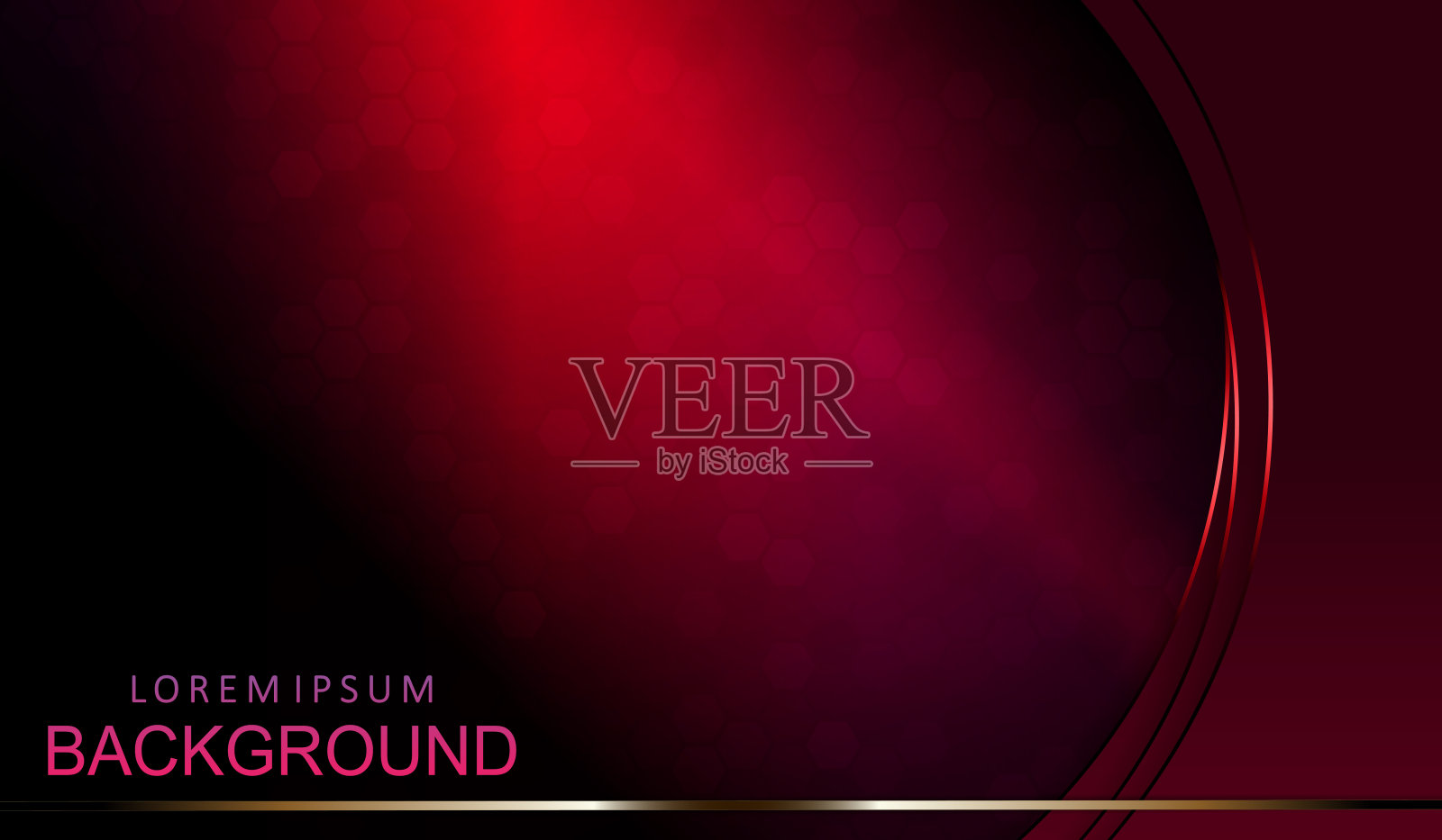 抽象的暗色设计配以红色渐变,半圆形窗帘,一条细细的金色色调插画图片素材