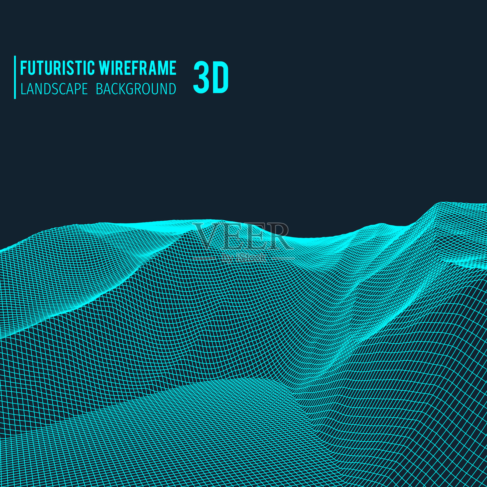 3 d连接背景。线框地形景观。音乐均衡器的概念。区块链和加密货币技术背景。矢量图插画图片素材