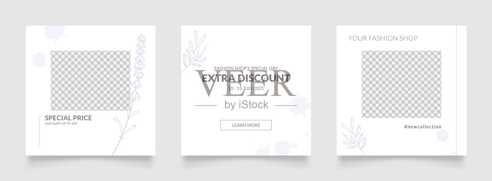 社交媒体模板时尚横幅数字营销和促销。干净的白色时尚横幅广告。宣传模拟照片矢量框架插图设计模板素材