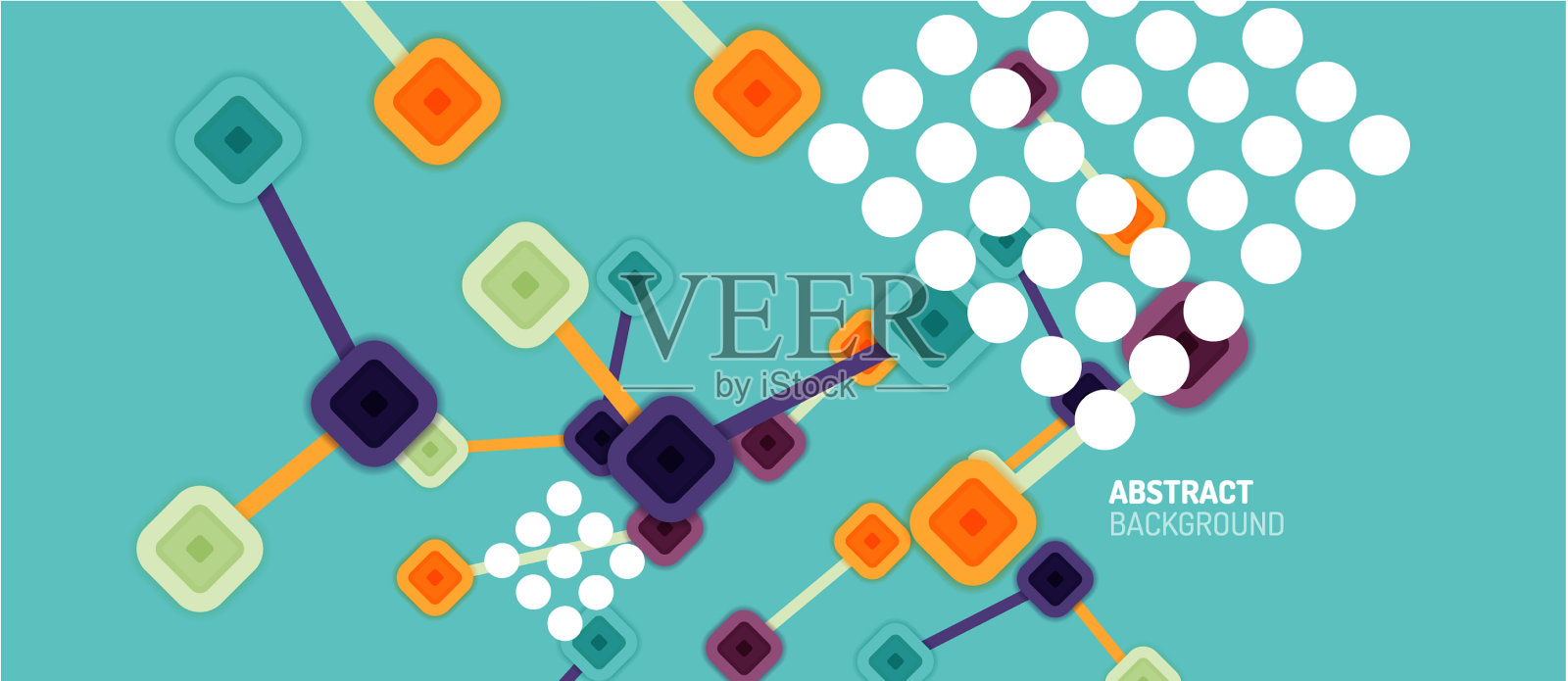 抽象的正方形网点连接方式插画图片素材