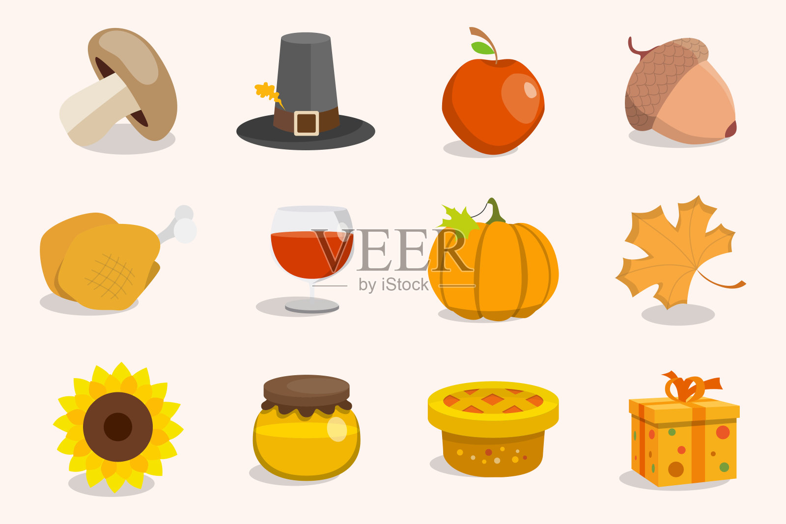 感恩节图标设置01-02插画图片素材