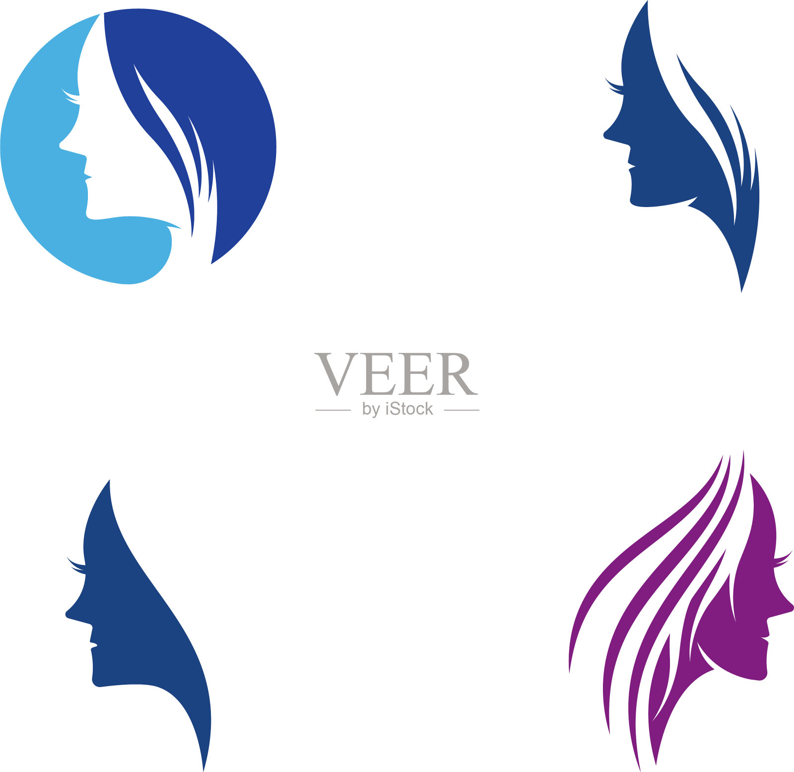 女人脸剪影标志插画图片素材