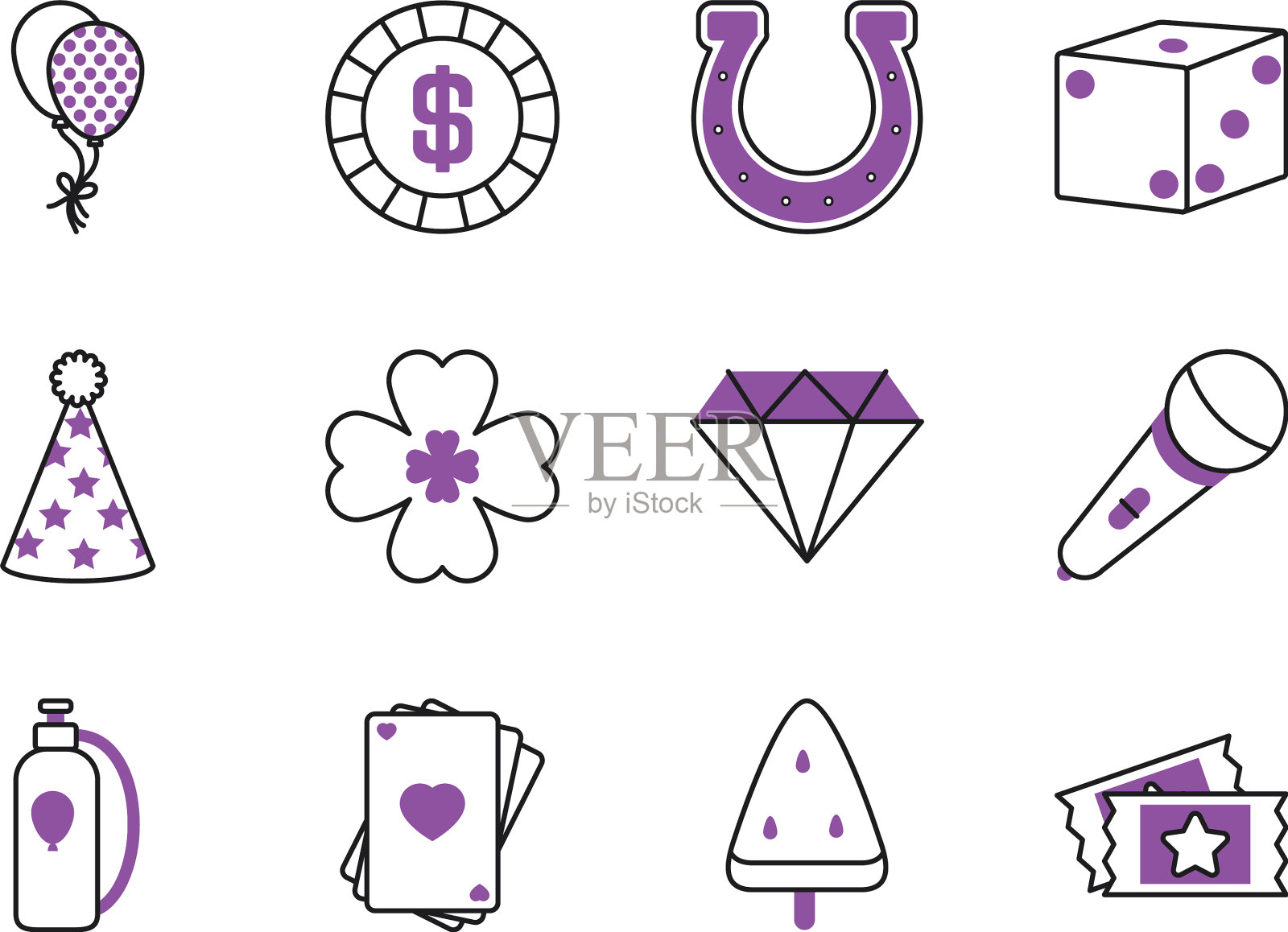 气球和赌博图标设置半行半图标素材