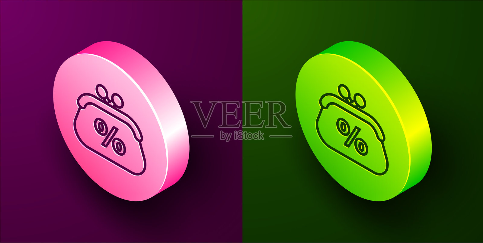 等距线钱包金钱百分比图标孤立图标素材