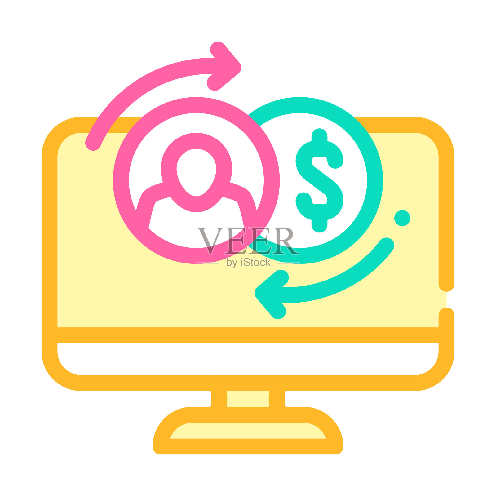 支付新的客户彩色图标矢量插图插画图片素材