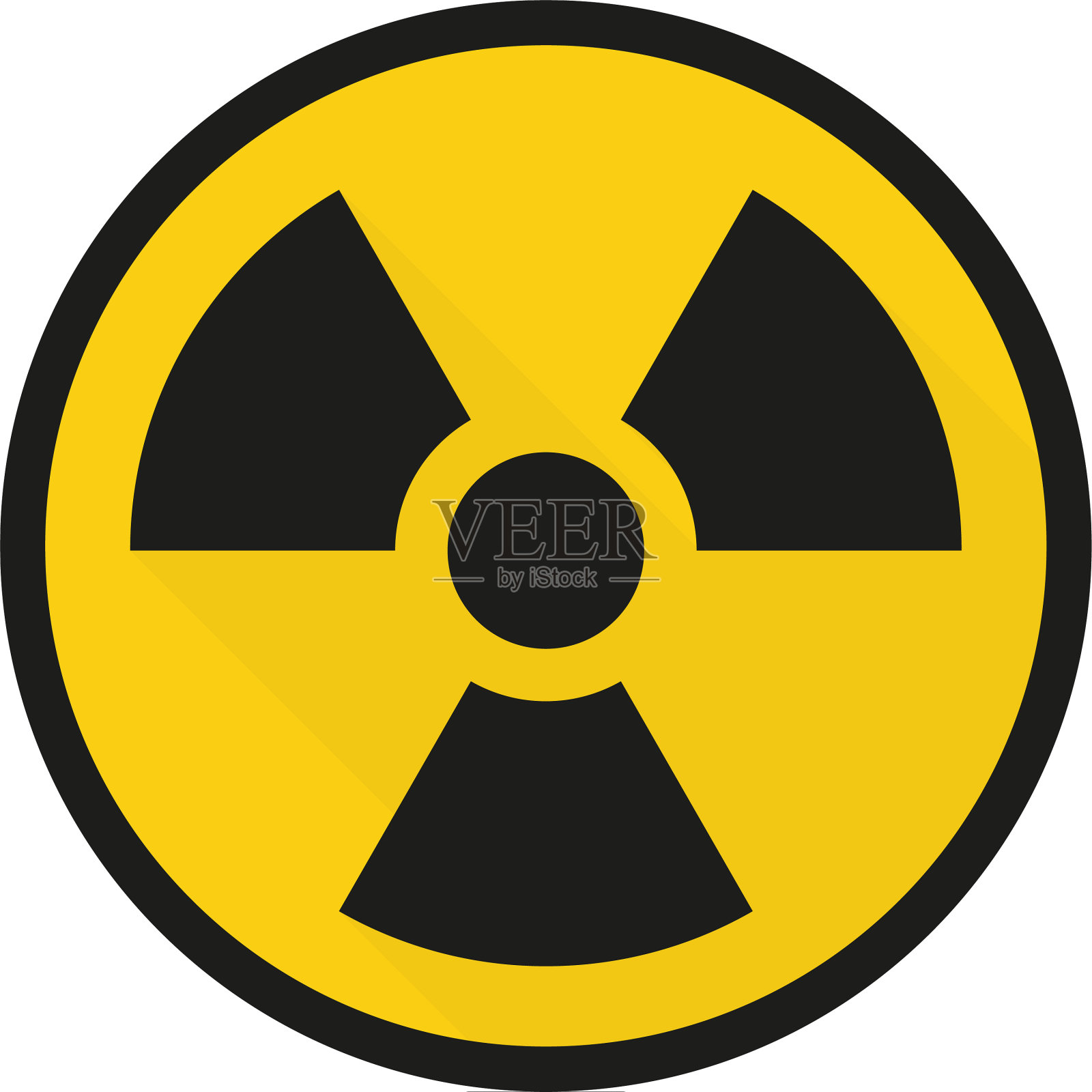 彩色图标辐射警告黄色标志平坦插画图片素材
