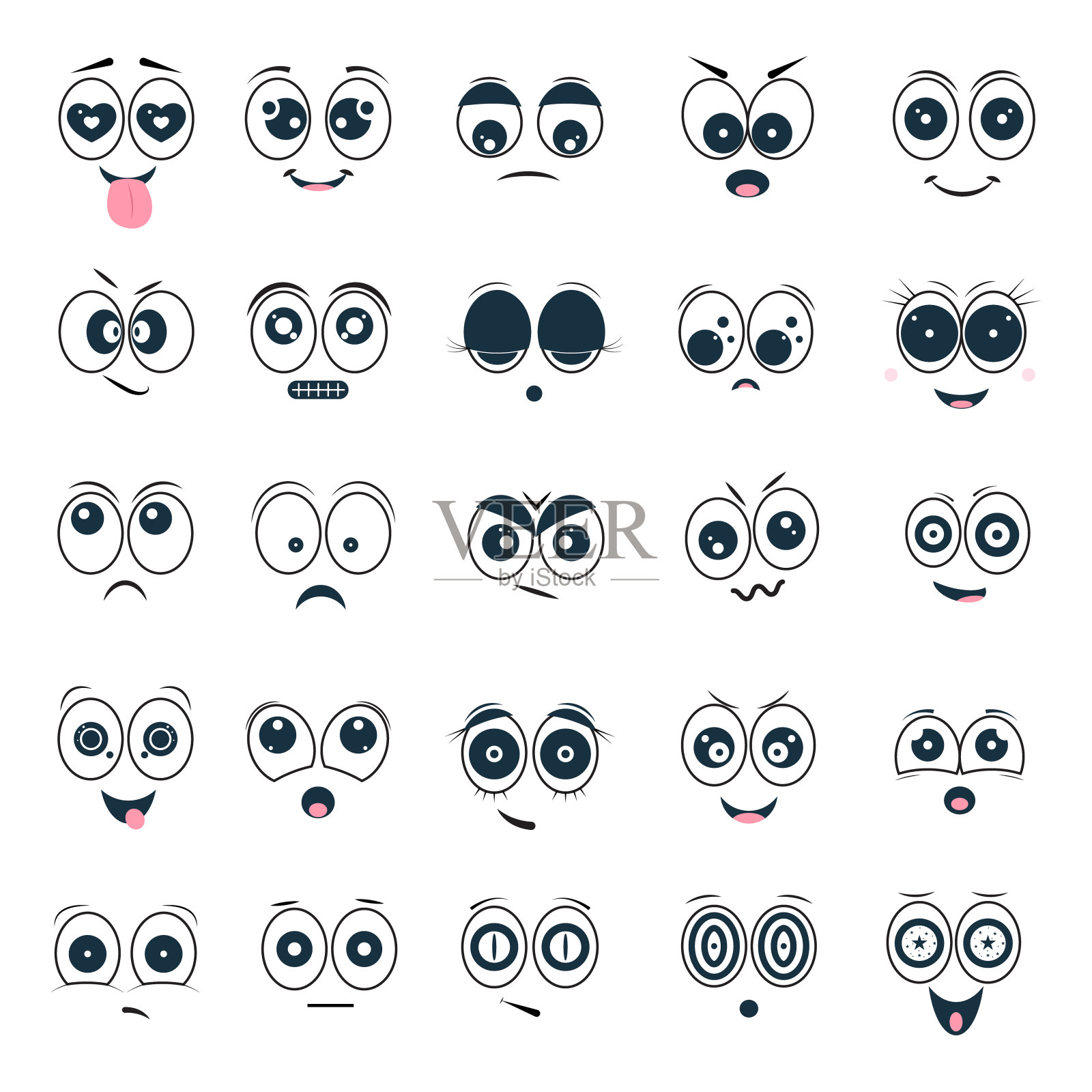 卡通的眼睛和嘴。插画图片素材