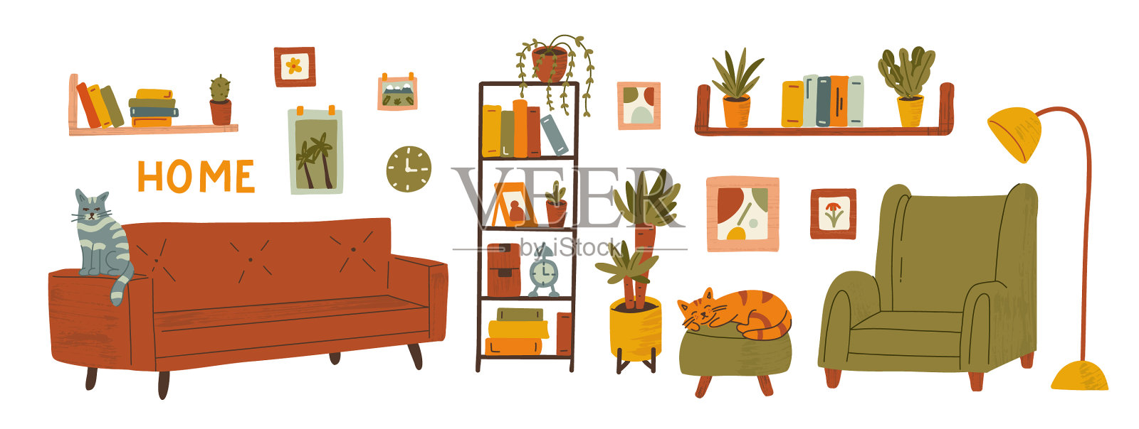 呆在家里的概念插画图片素材