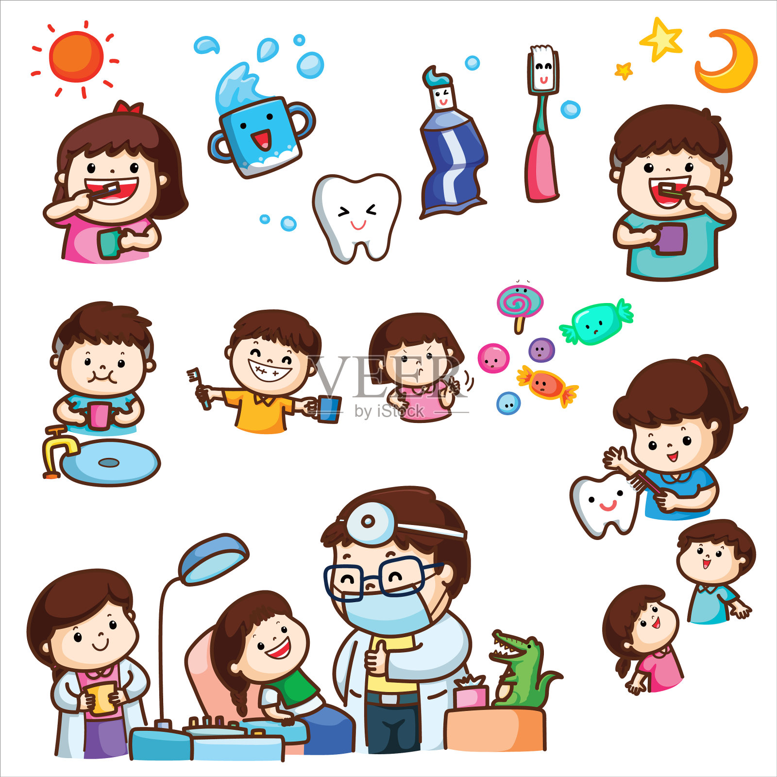 儿童牙科治疗插画图片素材
