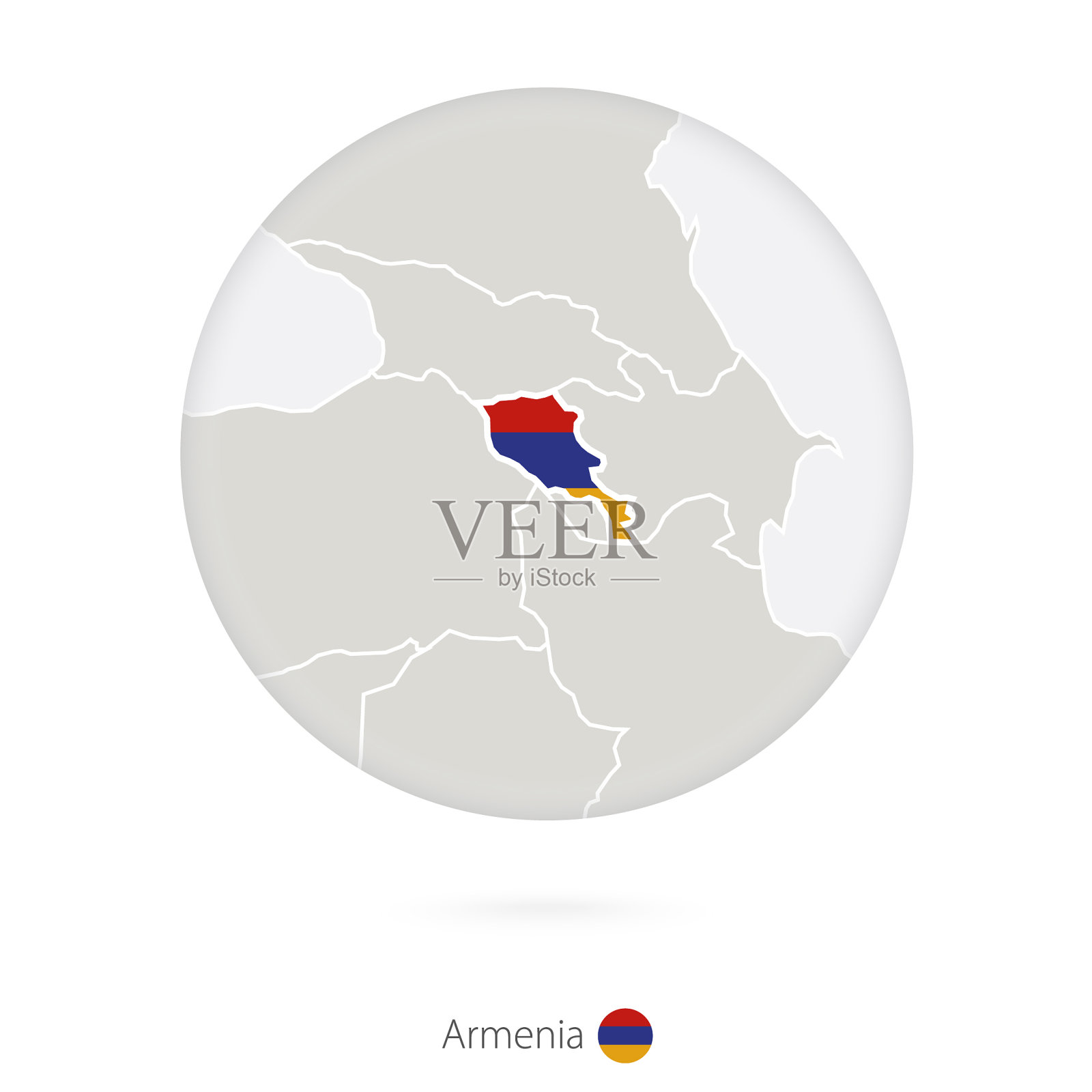 地图亚美尼亚和国旗在一个圆圈插画图片素材