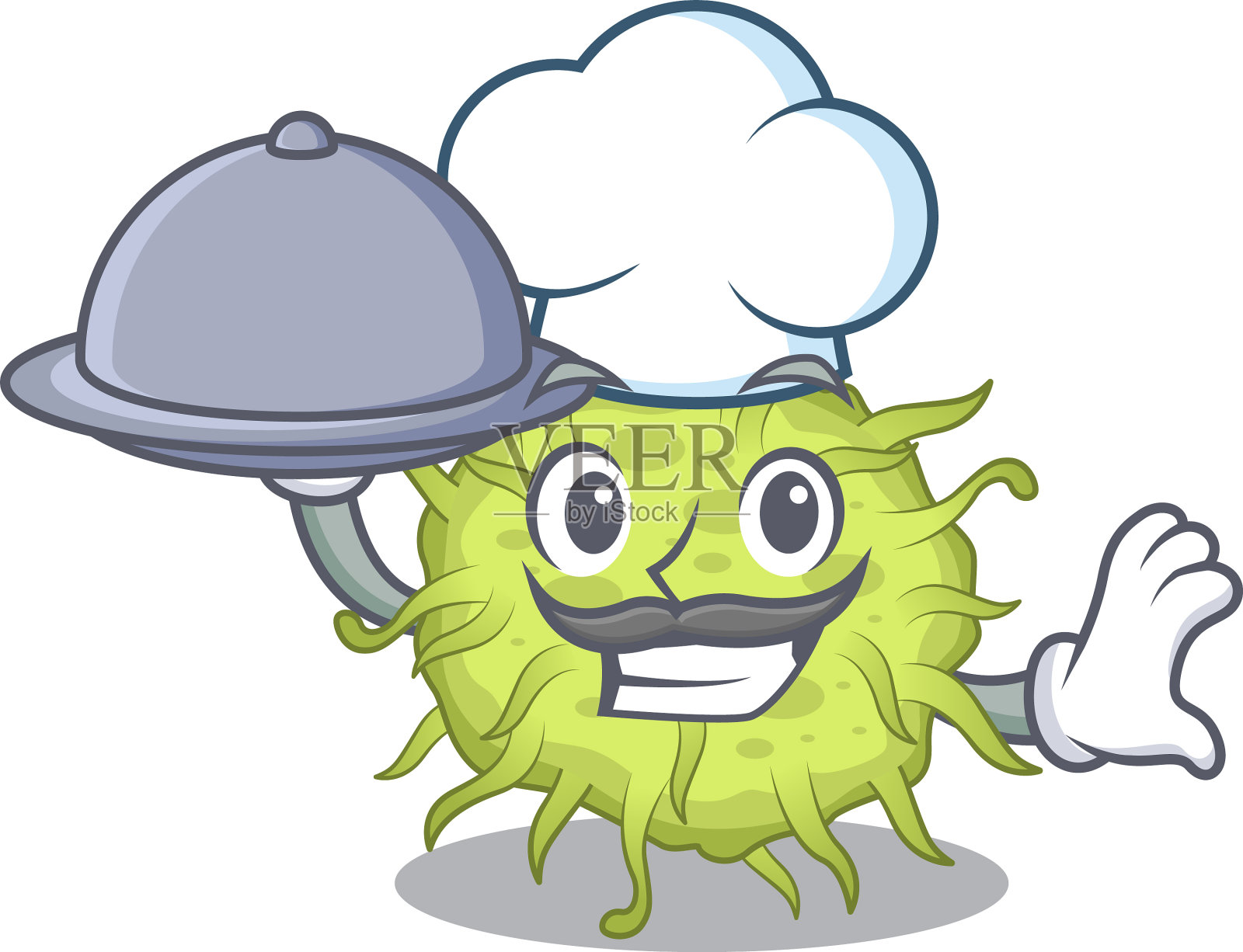 细菌球菌厨师卡通人物服务插画图片素材