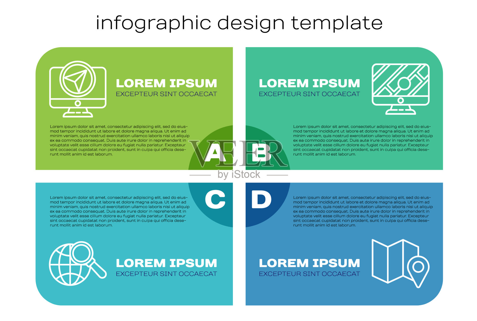 设置带地球仪的线放大镜插画图片素材