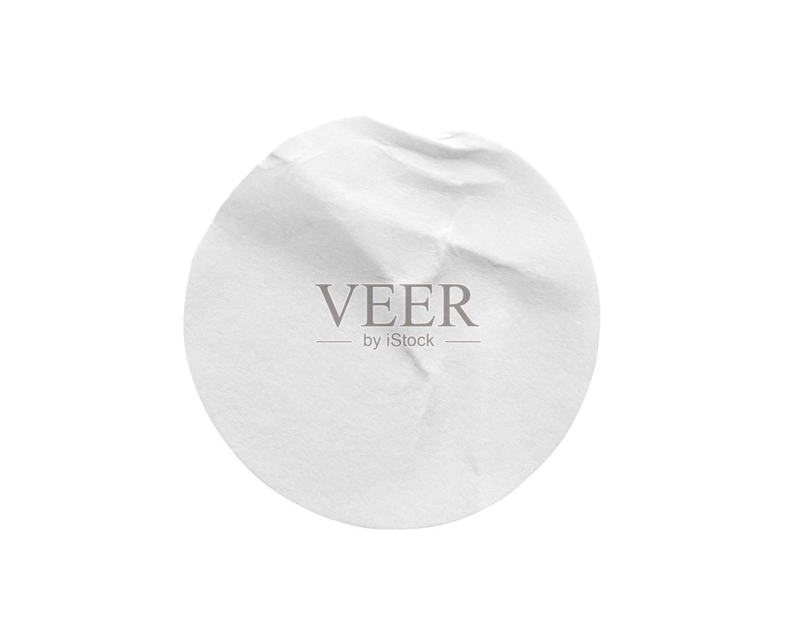 空白白色圆纸不干胶标签孤立在白色背景与剪切路径照片摄影图片