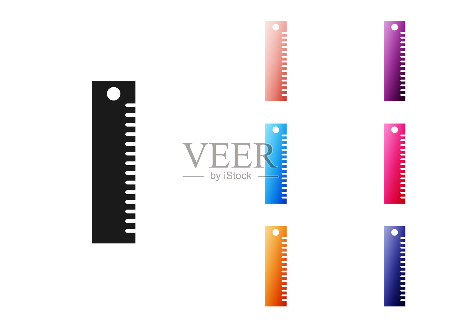 黑色标尺图标孤立在白色背景上图标素材