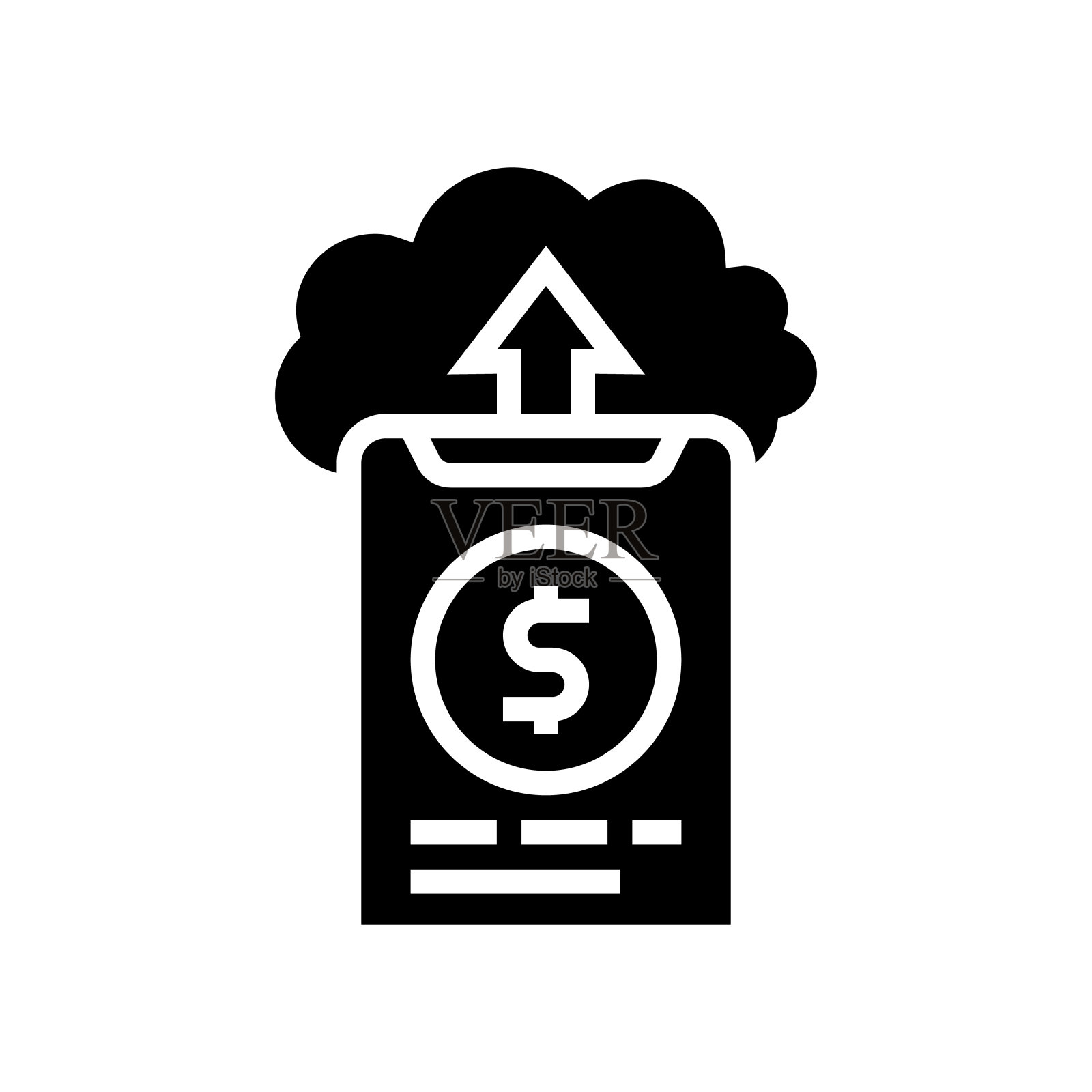 送钱电子云字形图标矢量插图插画图片素材