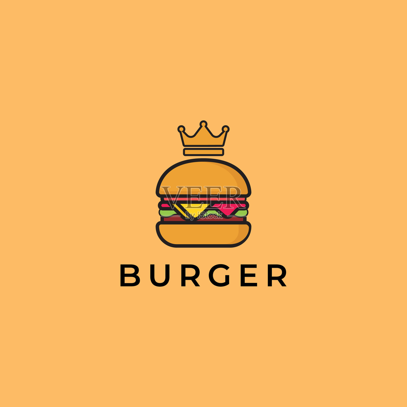 汉堡标志设计-餐厅标志模板插画图片素材