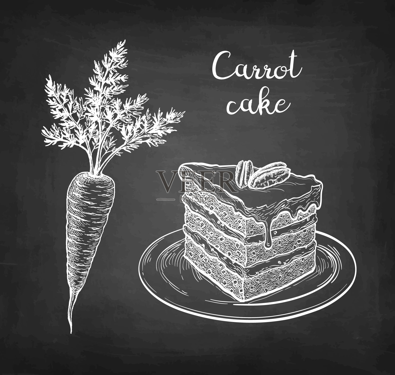 胡萝卜饼的水墨速写。插画图片素材
