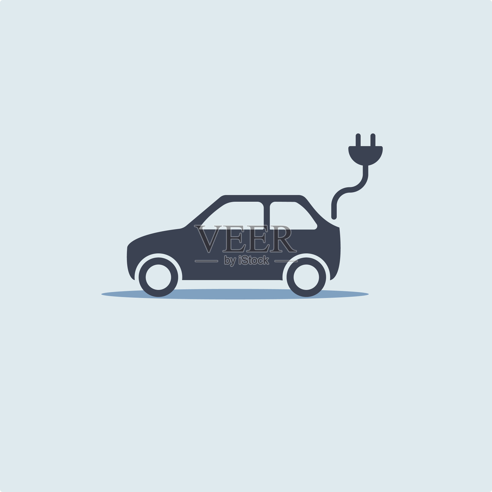 电动汽车黑色图标简单扁平的象征插画图片素材