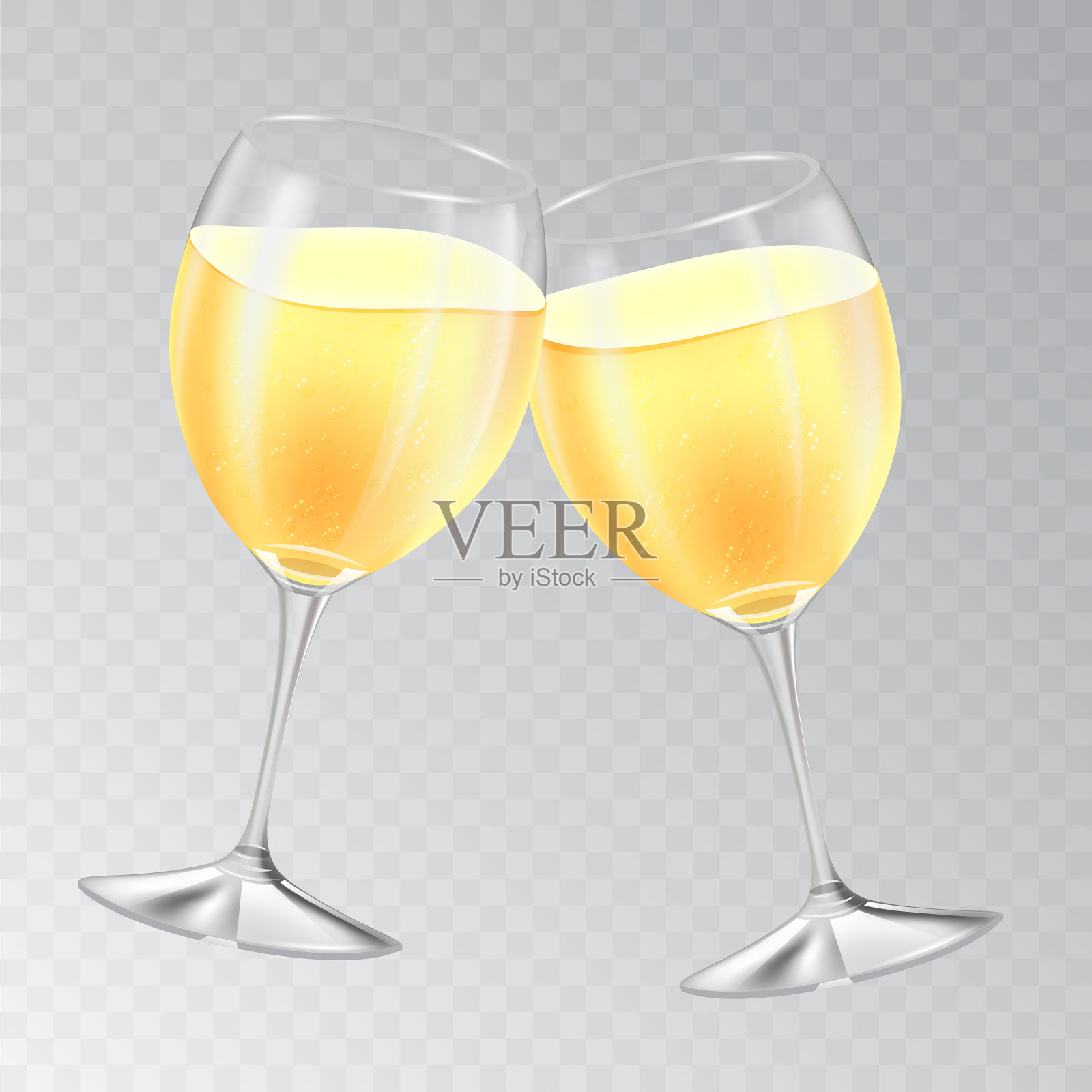 两个碰杯香槟逼真插画图片素材
