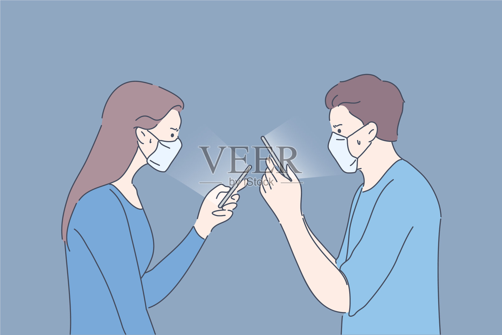 防护检疫通信新型冠状病毒插画图片素材