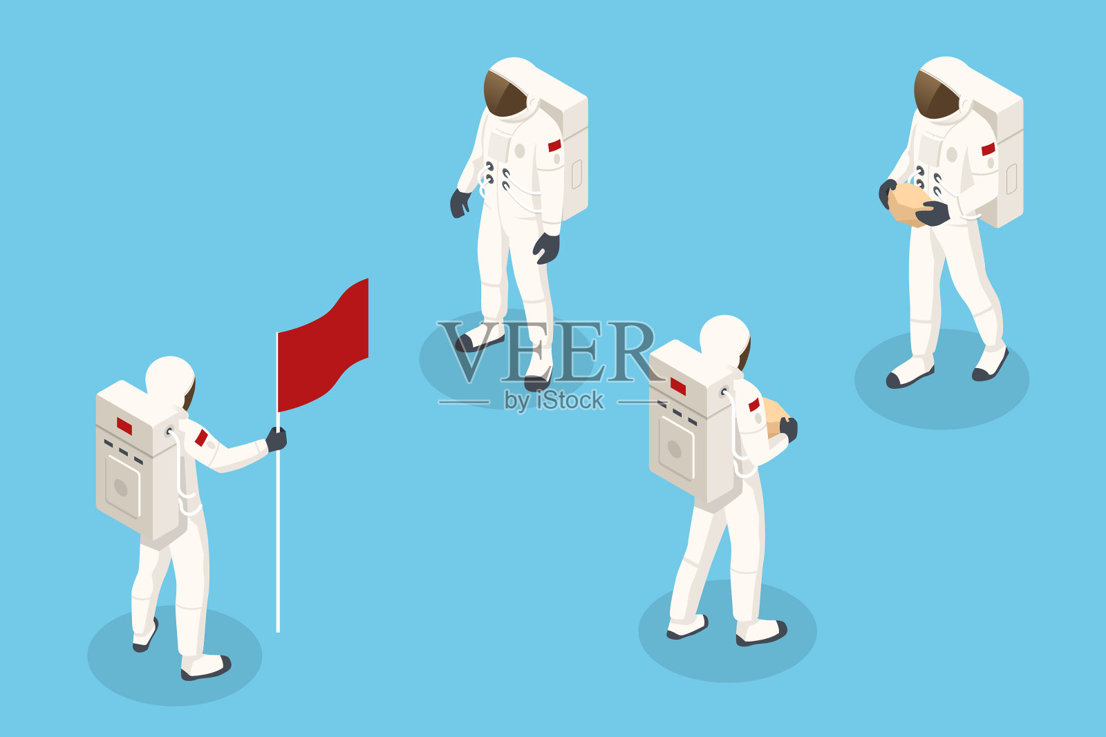 等距设置宇航员宇航员隔离火星图标素材