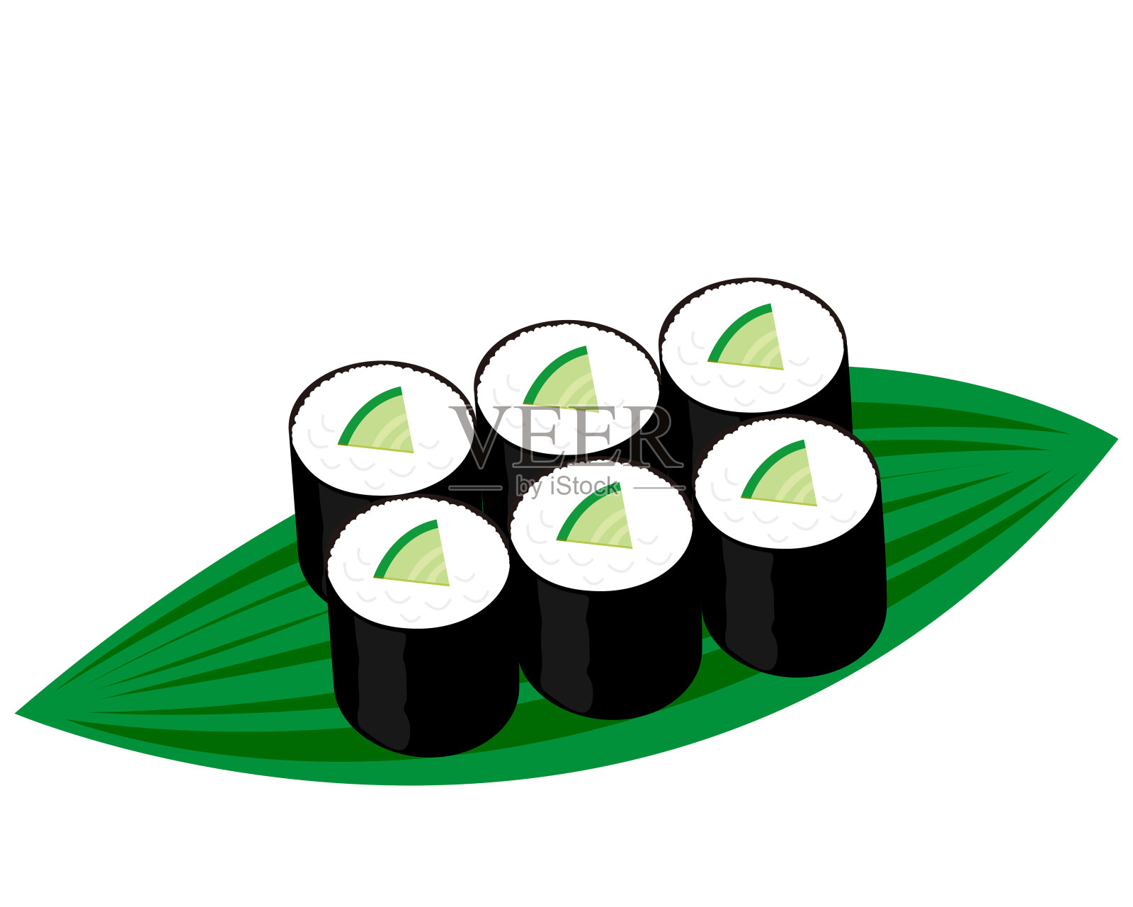 矢量图解的海藻卷。寿司卷。kappa卷插画图片素材