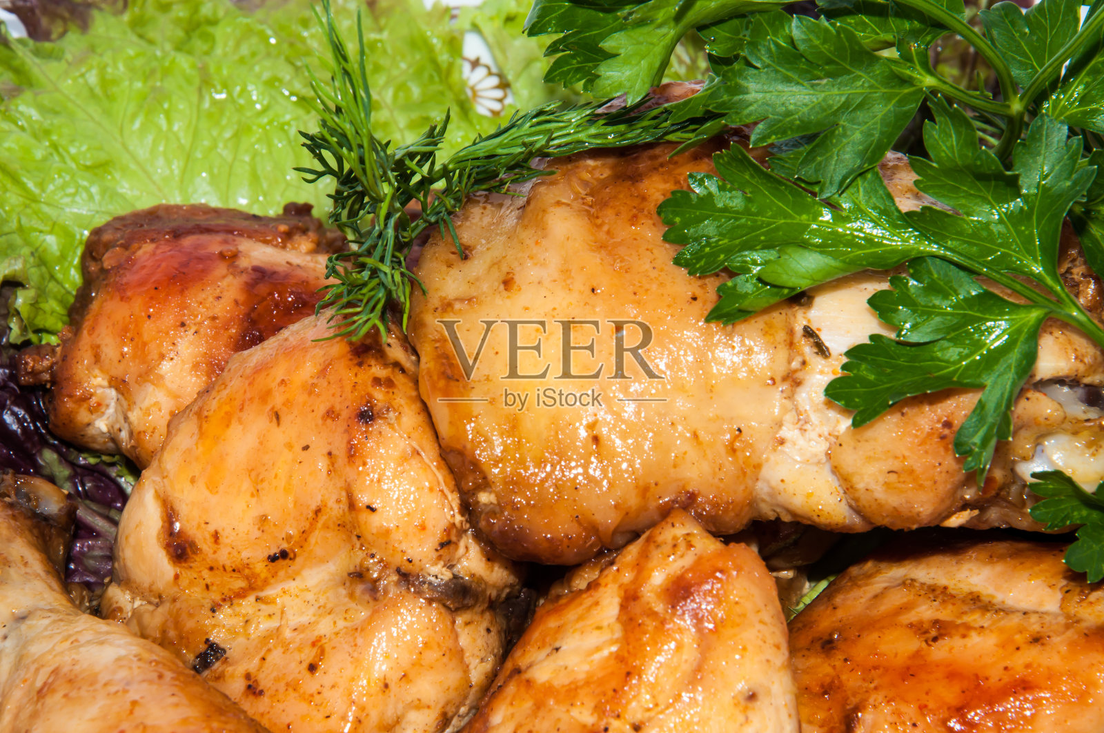 油炸鸡。照片摄影图片