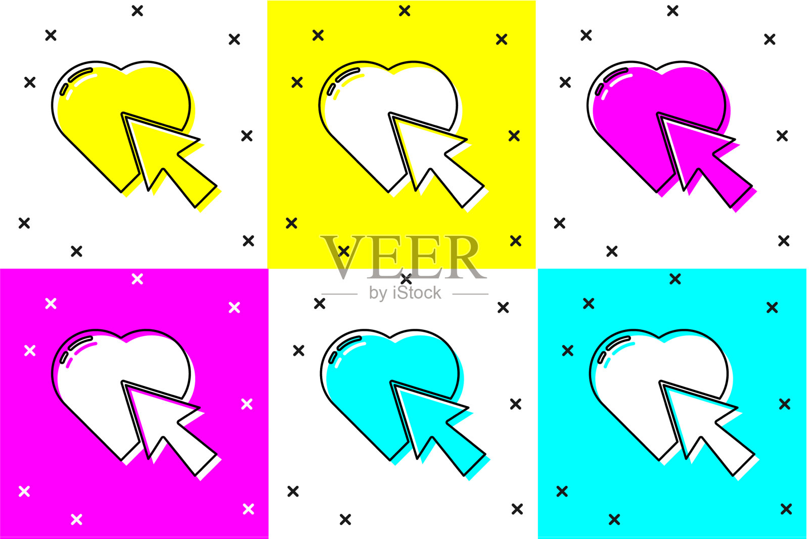 设置心脏和鼠标点击图标隔离颜色图标素材