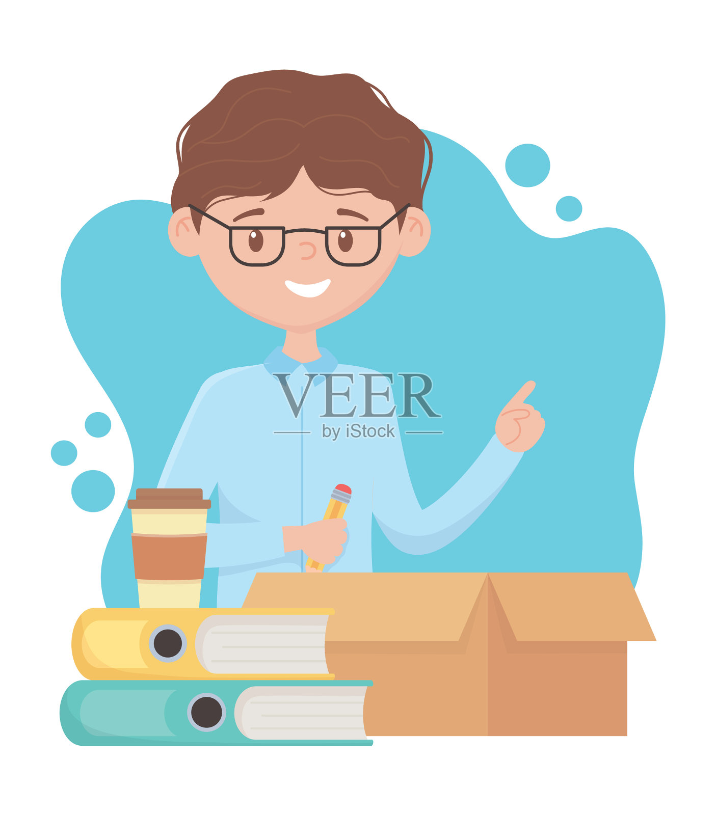 工作压力大,拿着铅笔盒的商人设计元素图片