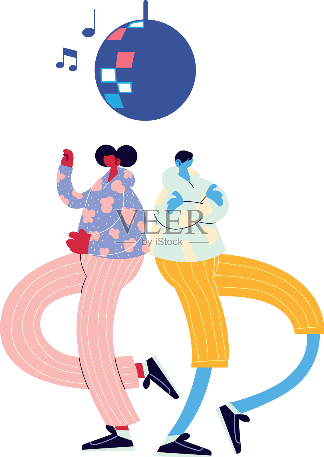 男人们一边听音乐一边跳舞插画图片素材